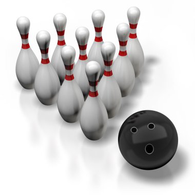 Beyaz arka plan üzerinde izole bowling 3D render.