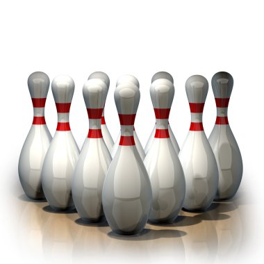 Beyaz arka plan üzerinde izole bowling 3D render.