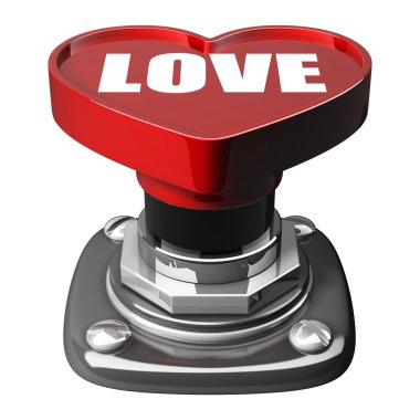 3D düğme kalp kalp sevgi. Beyaz arka plan üzerinde izole.