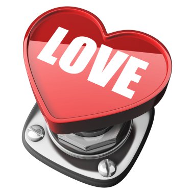 3D bahar düğme kalp sevgi. Beyaz arka plan üzerinde izole.