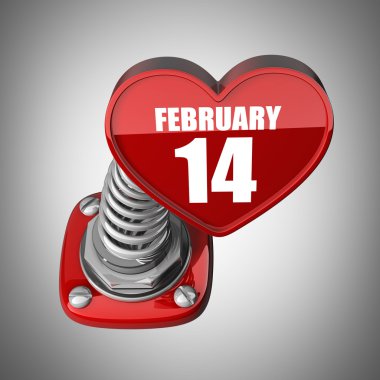 3D bahar düğme kalp 14 Şubat.