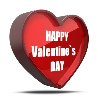 3D kalp mutlu Sevgililer günü
