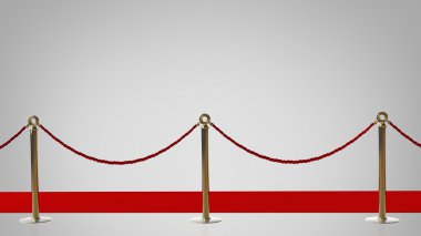 ödüller. bariyer halatı ve kırmızı halı yüksek çözünürlükte 3d