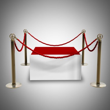 bariyer halatı ve kırmızı kutu yüksek çözünürlükte 3d