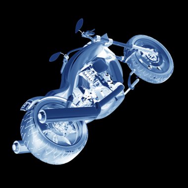 siyah arka plan üzerine izole xray konsept motosiklet