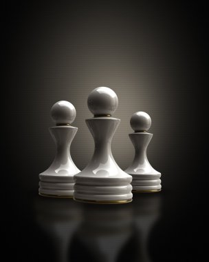 koyu arka plan illüstrasyon beyaz satranç piyon. yüksek çözünürlük