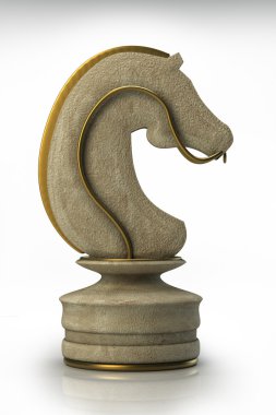 Satranç taş üzerinde izole beyaz arka plan at.