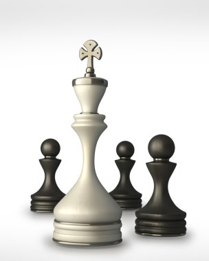 Beyaz arka plan üzerinde yüksek çözünürlüklü izole satranç liderlik kavramı 3d