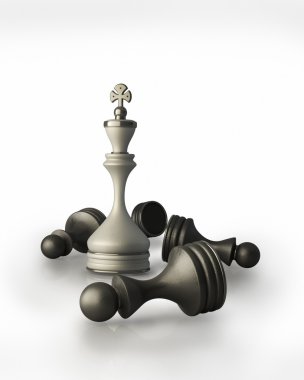 Beyaz arka plan üzerinde izole satranç liderlik kavramı