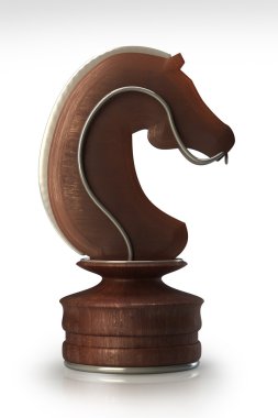 Satranç ahşap izole üzerinde beyaz arka plan at