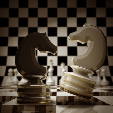 siyah vs wihte satranç arka plan sepya tone illüstrasyon at.