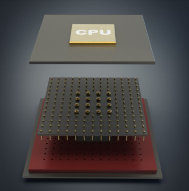 cpu bilgisayar mikroçip demonte.