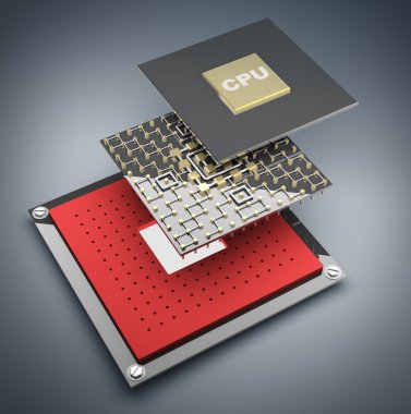 cpu bilgisayar mikroçip demonte.