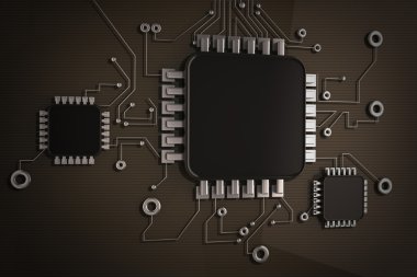 devre kartı. yüksek çözünürlükte 3d dijital olarak oluşturulan görüntü.