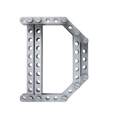 Perçinler ve vidalar ile metalik mektup (D)