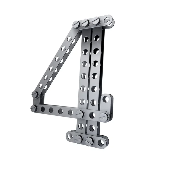 Metallic figure (4) with rivets and screws — Stock Photo, Image