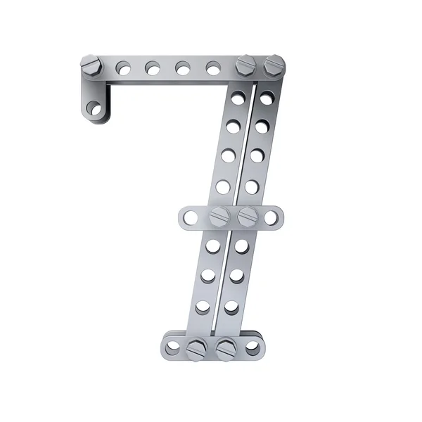 Metallic figure (7) with rivets and screws — Stock Photo, Image