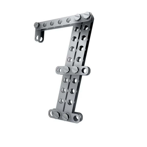 Metallic figure (7) with rivets and screws — Stock Photo, Image