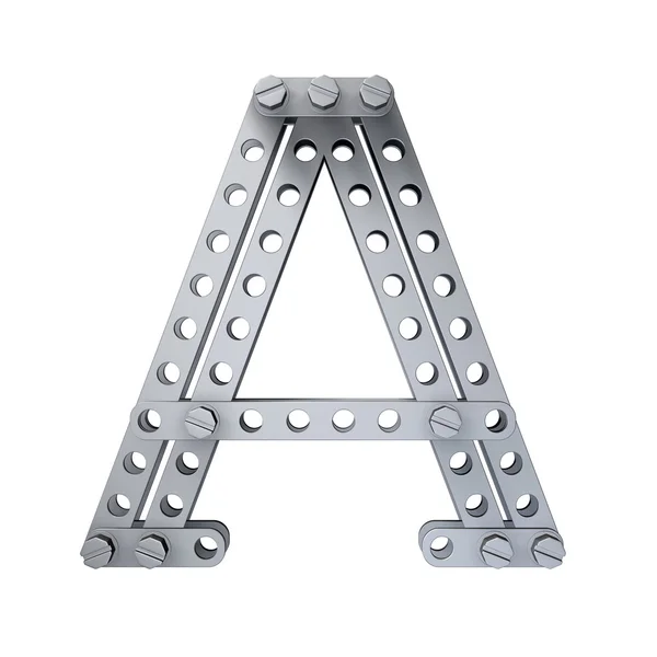 Metalliska bokstav (A) med nitar och skruvar — Stockfoto