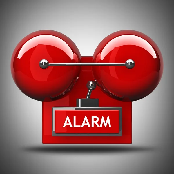 Red fire alarm bell. High resolution. 3D image — Stock Photo, Image