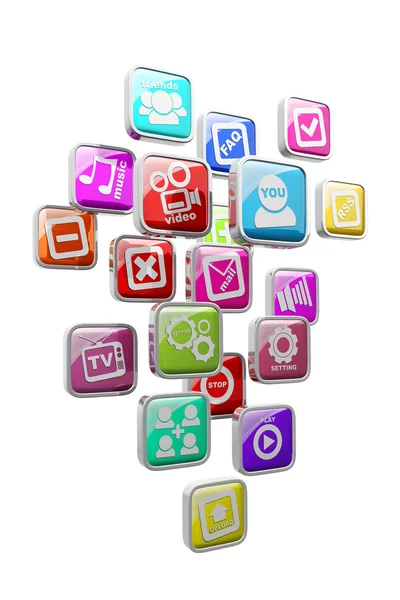 Apps Symbole isoliert auf weißem Hintergrund — Stockfoto