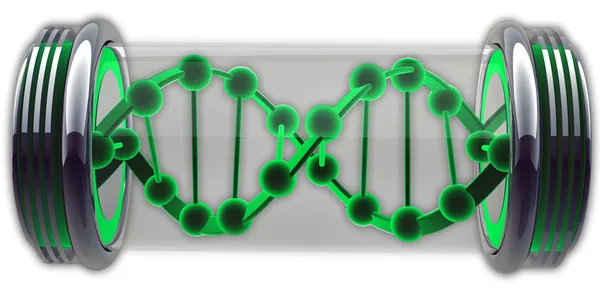 Muestra de ADN en fondo blanco 3d abstracto — Foto de Stock