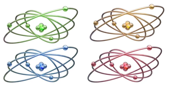 koleksiyon renk tructure atom üzerinde beyaz bir arka plan render illüstrasyon