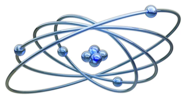 Conceptual structure of atom on white background 3d render illustration — Stock Photo, Image