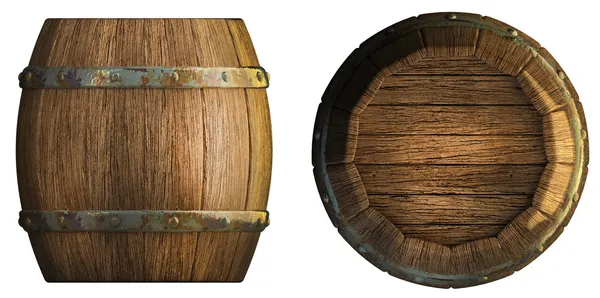 Dřevěné sudy, izolovaných na bílém 3d — Stock fotografie