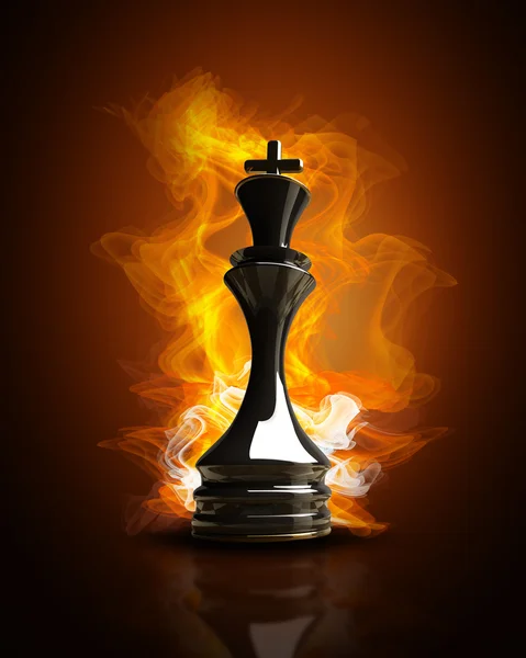 Brandende zwarte koning in brand. hoge resolutie 3d illustratie — Stockfoto
