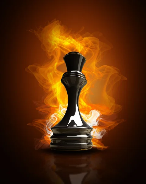 Brennende schwarze Königin im Feuer. hochauflösende 3D-Illustration — Stockfoto