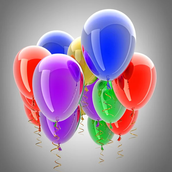 Multicolored party balloons 3d illustration. high resolution — Stock Photo, Image