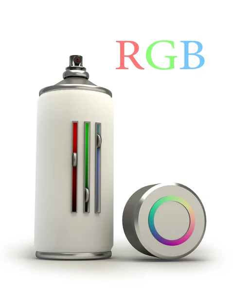 Концепт RGB спрей може — стокове фото