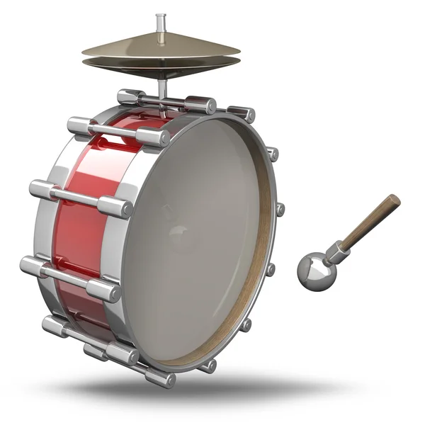 Bass drum instrument geïsoleerd op witte achtergrond. — Stockfoto