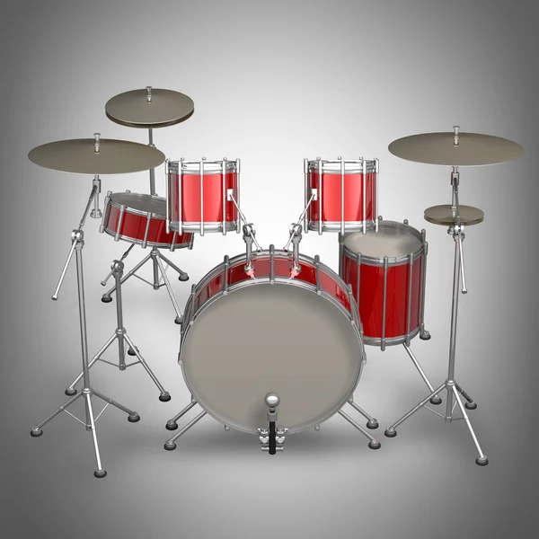 Kırmızı drum kit. yüksek çözünürlükte 3d render — Stok fotoğraf