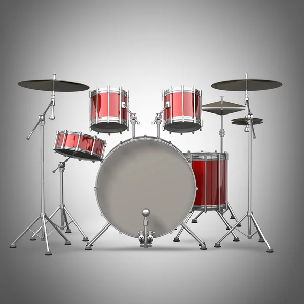 Red drum kit. High resolution 3d render — Stock Photo, Image