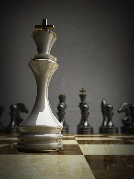 Vit chess king bakgrund 3d illustration. — Stockfoto