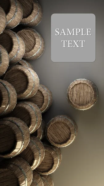 Wooden barrels Background 3d illustration. — Stock Photo, Image