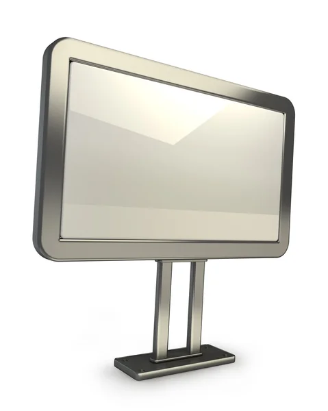 क्रोम विज्ञापन बिलबोर्ड सफेद पृष्ठभूमि 3 डी पर अलग — स्टॉक फ़ोटो, इमेज