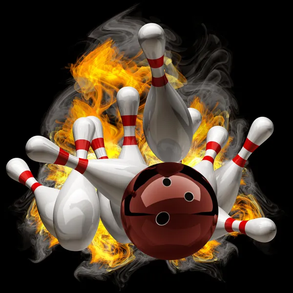 soyut bowling topu içine çivi üzerine ateş gürültüyle çarpmak.