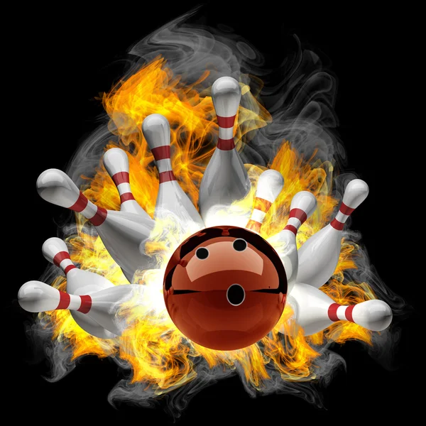 soyut bowling topu içine çivi üzerine ateş gürültüyle çarpmak.