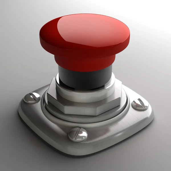 Illustration 3D du gros plan du bouton rouge . — Photo