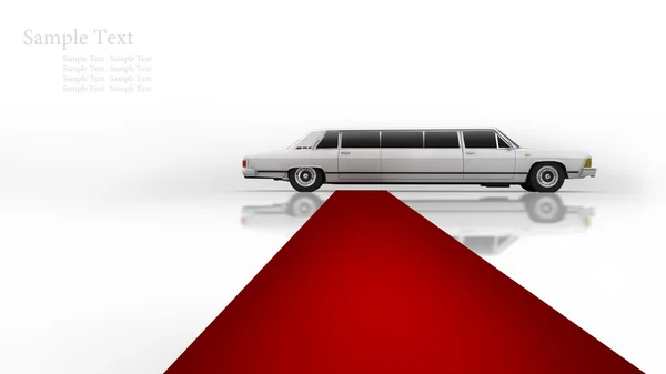 Limousine bianca con tappeto rosso — Foto Stock