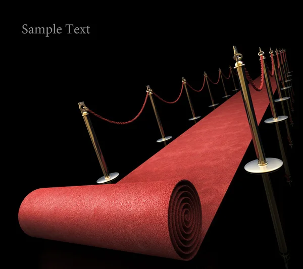 Tapis rouge isolé sur fond noir — Photo