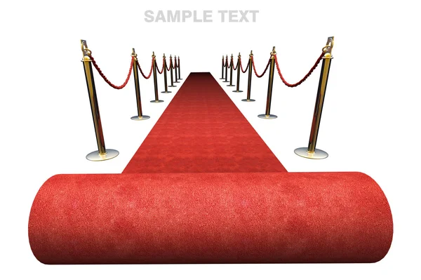 Alfombra roja aislada sobre fondo blanco — Foto de Stock