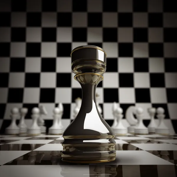 Closeup Black chess rook background 3d illustration — Stock Photo, Image