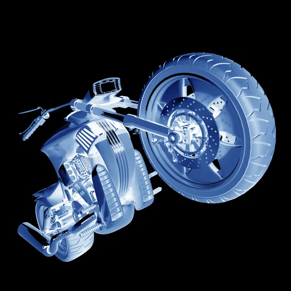 孤立在黑色背景上的 x 射线概念摩托车 — 图库照片