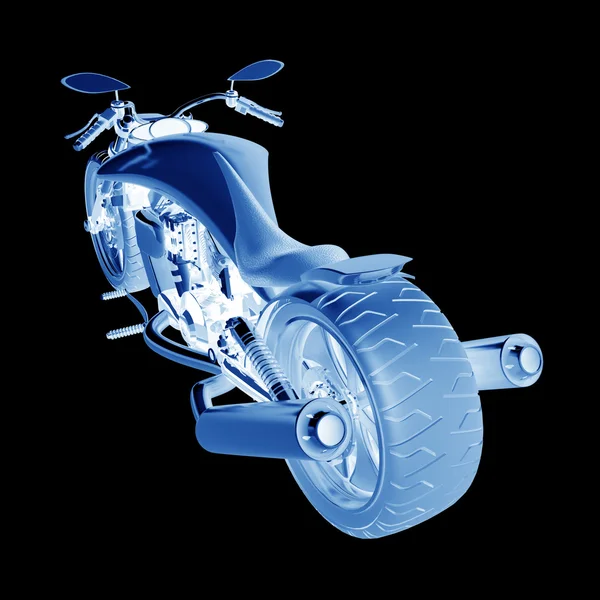 Xray concept Motorrad isoliert auf schwarzem Hintergrund — Stockfoto