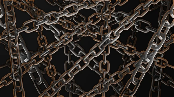 Chains on the dark background 3d abstract — Stock Photo, Image