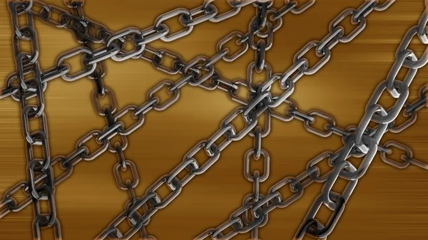 Chains on the orange background 3d abstract — Stock Photo, Image